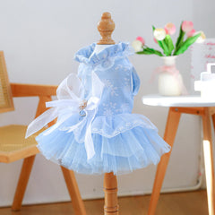 Sky Blue Waltz Pet Dress – Summer Wedding Princess Outfit for Dogs & Cats