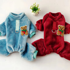 Fleece Warm Pet Clothes – Winter Dog Jumpsuit Pajamas