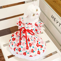 Sweet Princess Pet Dress – Bowknot Summer Outfit for Small Dogs & Cats