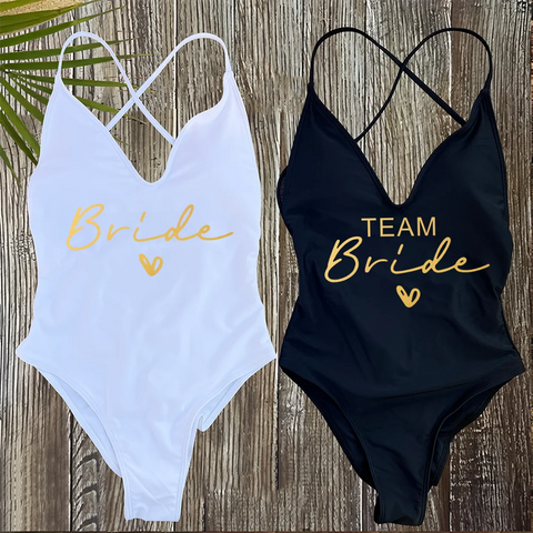 Team Bride One-Piece Swimsuit – Women’s Sexy Padded Bathing Suit 2025