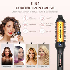 1.5" Thermal Ionic Curling Brush – Loose Curls & Volume Styler (9 Heat Settings)