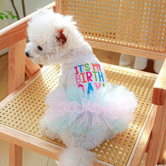 White Ballet Birthday Princess Pet Dress – Lightweight Hoodie Outfit for Small & Medium Dogs