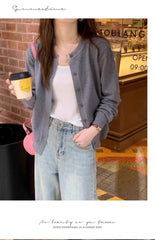 Women’s Slim O-Neck Cardigan Sweater – Casual Korean Knitwear