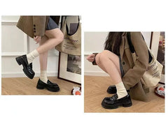 Thick-Soled Mary Jane Loafers – Non-Slip Leather JK & Lolita Shoes
