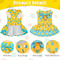 Luxury BoLuxury Bowknot Dog Dress – Princess Summer Harness Dress & Leash Set for Small Dogswknot Dog Dress for Small Dogs Summer Yorkie Chihuahua Girl Puppy Dog Clothes Princess Harness Dress and Leash Set