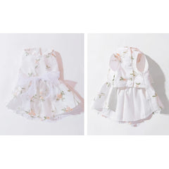 Luxury Summer Dog Dress 🎀 Lace Mesh Bow Outfit for Small Dogs & Cats