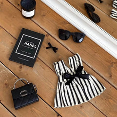 Striped Princess Dog Dress – Summer Pet Skirt with Big Bow for Small & Medium Dogs and Cats