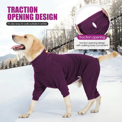 Windproof Fleece Dog Jumpsuit – Warm High Collar 4-Leg Winter Outfit for Large Dogs