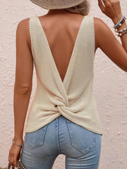 Women’s Sleeveless Twisted Back Knit Sweater – Summer Casual Top