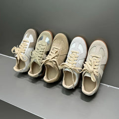 AUTUSPIN 17 Colors Women Training Sport Shoes Summer Autumn Fashion Sewing Ladies Lace-up Sneakers Contrast Casual Flats Female