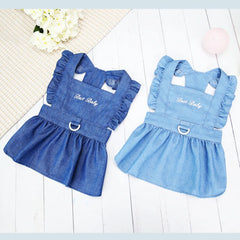 Luxury Princess Dog Dress 👑 Tutu & Denim Skirt Outfit for Small Dogs