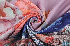 Peacock Print Beach Kimono – Self-Belted Swimsuit Cover-Up Wrap Dress