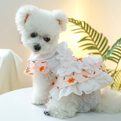 Floral Spring Pet Dress 🌼 Idyllic Princess Skirt for Dogs & Cats