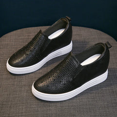 Women's Sneakers Hollow Rhinestone Platform Wedge 2023 Spring Fall Hidden Heel Breathable Fashion Shoes Casual Simple