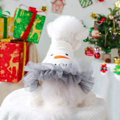 Christmas Snowman Pet Dress – Winter Princess Outfit for Dogs & Cats