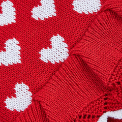 Dog Heart Sweater Dress – Warm Knitwear Pullover for Small & Medium Dogs