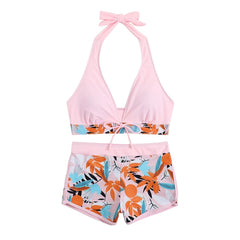 High-Waist Plant Print Bikini Set – Women’s Two-Piece Swimsuit