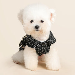 Black Princess Pet Dress – Thickened Warm Winter Outfit for Dogs & Cats