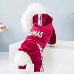 Soft Velvet Dog Clothes – Warm Winter Hoodie Jumpsuit for Small Dogs & Cats