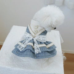 Luxury Princess Dog Dress 👑 Fancy Autumn/Winter Outfit for Small Dogs