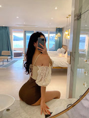 Off-Shoulder Flounce One-Piece Swimsuit – Women’s Half-Sleeve Monokini 2025