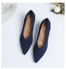 Women's large high-heeled shoes Multicolor pointy knit breathable comfortable anti-skid rubber sole work shoes 2023 new autumn