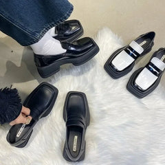 Women'S Shoes Low Heel Loafers Casual Ladies Slip on Square Toe Shoes Female Elegant Fashion Shoes Zapatillas Mujer