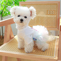 White Ballet Birthday Princess Pet Dress – Lightweight Hoodie Outfit for Small & Medium Dogs