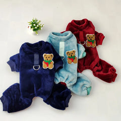 Fleece Warm Pet Clothes – Winter Dog Jumpsuit Pajamas