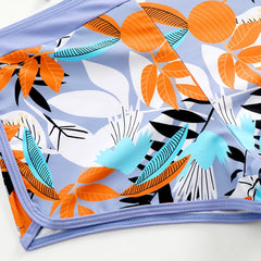 High-Waist Plant Print Bikini Set – Women’s Two-Piece Swimsuit