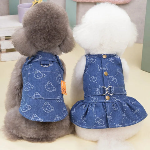 Luxury Denim Dog Dress 👗 Designer Summer Outfit for Small Dogs & Cats