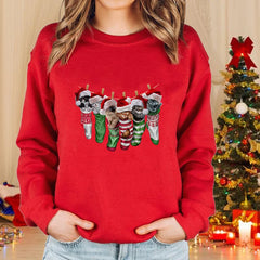 Christmas Cat Sweater – Women’s Long-Sleeve Pullover 2025 Winter Top