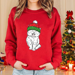 Christmas Cat Sweater – Women’s Long-Sleeve Pullover 2025 Winter Top