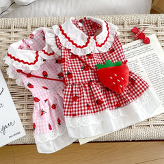 Strawberry Plaid Dress for Small Dogs & Cats