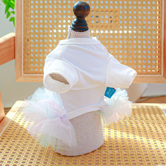 White Ballet Birthday Princess Pet Dress – Lightweight Hoodie Outfit for Small & Medium Dogs