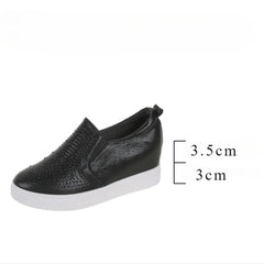 Women's Sneakers Hollow Rhinestone Platform Wedge 2023 Spring Fall Hidden Heel Breathable Fashion Shoes Casual Simple