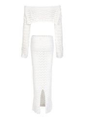 Knit One-Shoulder Top & Drawstring Skirt Set – Sexy Beach Cover-Up 2025 (K172)