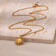 Stainless Steel Sunflower Pendant Necklace for Women