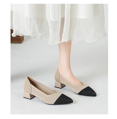 Women's large high-heeled shoes Multicolor pointy knit breathable comfortable anti-skid rubber sole work shoes 2023 new autumn