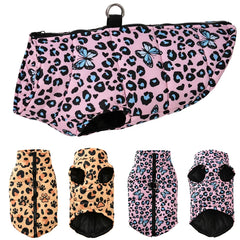 🐾 Leopard Print Winter Dog Jacket – Waterproof Pet Coat for Small Dogs