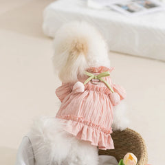 Tulip Pleated Summer Pet Dress 🌷 Princess Outfit for Small & Medium Dogs