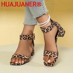 Women's Shoes 2025 Buckle Women's Sandals Fashion Peep Toe Daily Sandals Women Summer Plus Size Solid Heeled Sandals