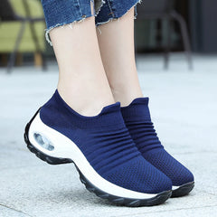 Women's Walking Trainers Fashion Fly Weaving Sock Sneakers Breathable Comfortable Nursing Shoes Casual Platform Loafers Non-Slip