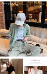 Women’s Slim O-Neck Cardigan Sweater – Casual Korean Knitwear