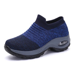 Women's Walking Trainers Fashion Fly Weaving Sock Sneakers Breathable Comfortable Nursing Shoes Casual Platform Loafers Non-Slip