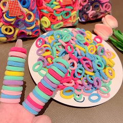 100/200PCS Colorful Nylon Elastic Hair Bands for Girls & Women