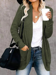 Women’s Curved Front Loose Knit Cardigan – Autumn & Winter Fashion
