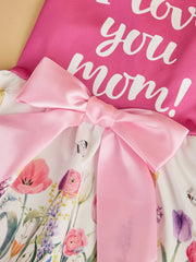 Floral Pink Dog Dress 🌸 Bowknot Sleeveless Outfit for Small Dogs & Cats