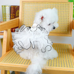 Beige Mesh Princess Pet Dress 👑 Elegant Wedding Outfit for Dogs & Cats