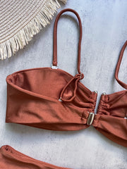 Bandeau Push-Up Brazilian Bikini Set – Women’s Solid Thong Swimsuit